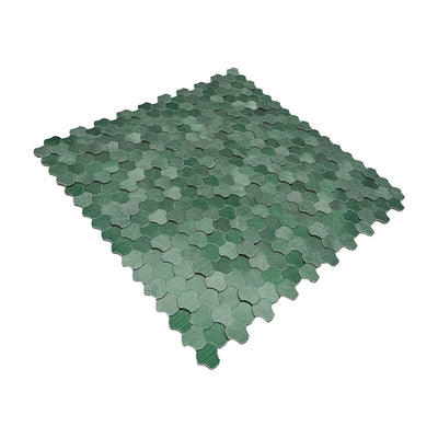 Selbstklebende Mosaikfliesen Metall | Dreipass 3D Dunkelgrün | 30,5×29,6 cm | Küche, Bad & WC