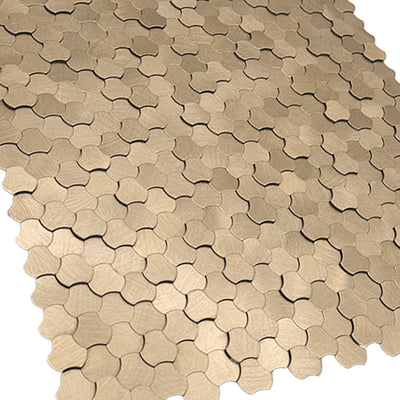 Selbstklebende Mosaikfliesen Metall | Dreipass 3D Champagner | 30,5×29,6 cm | Küche, Bad & WC
