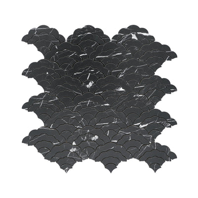 Selbstklebende Mosaikfliesen Metall | Fächer Schwarz | 26,8×28,1 cm | Küche, Bad & WC