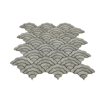 Selbstklebende Mosaikfliesen Metall | Fächer Grau | 26,8×28,1 cm | Küche, Bad & WC