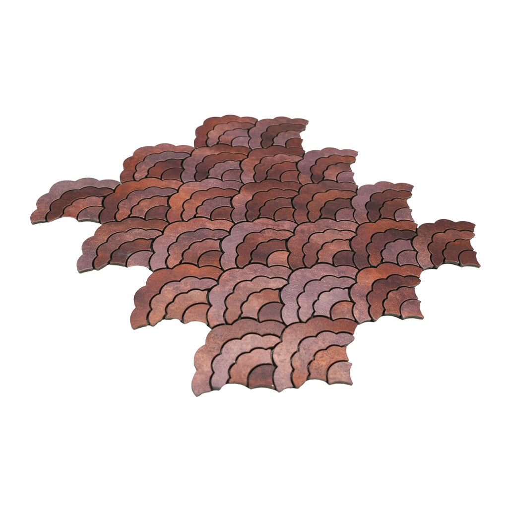 Selbstklebende Mosaikfliesen Metall | Fächer Kupfer | 26,8×28,1 cm | Küche, Bad & WC