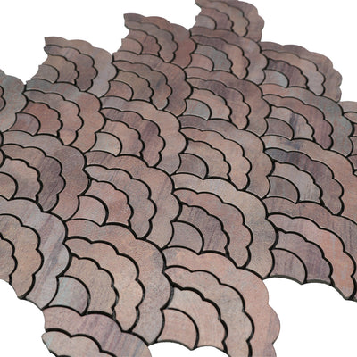 Selbstklebende Mosaikfliesen Metall | Fächer Mauve | 26,8×28,1 cm | Küche, Bad & WC