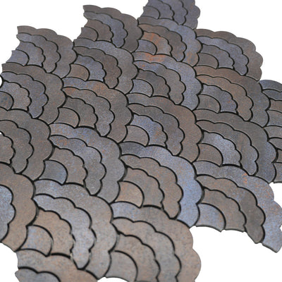 Selbstklebende Mosaikfliesen Metall | Fächer Anthrazit | 26,8×28,1 cm | Küche, Bad & WC