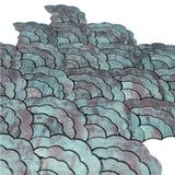 Selbstklebende Mosaikfliesen Metall | Fächer Patina Kupfer | 26,8×28,1 cm | Küche, Bad & WC