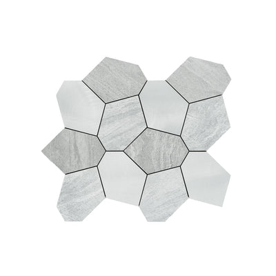 Selbstklebende Mosaikfliesen Metall | Polygon Silber | 30×26,2 cm | Küche, Bad & WC