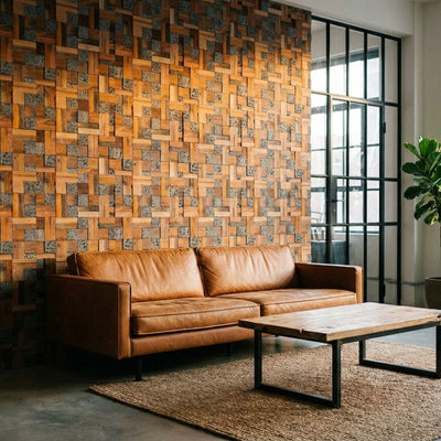 Holz Wandverkleidung Lava Mix Mosaik-Look 3D | 30×30 cm