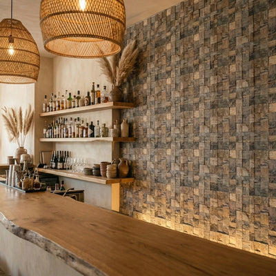 Holz Wandverkleidung Marine Shipwood Mosaik-Look 3D | 30×30 cm