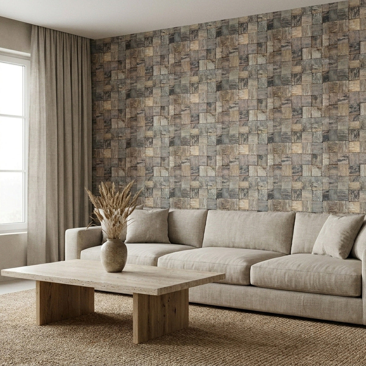 Holz Wandverkleidung Marine Shipwood Mosaik-Look 3D | 30×30 cm