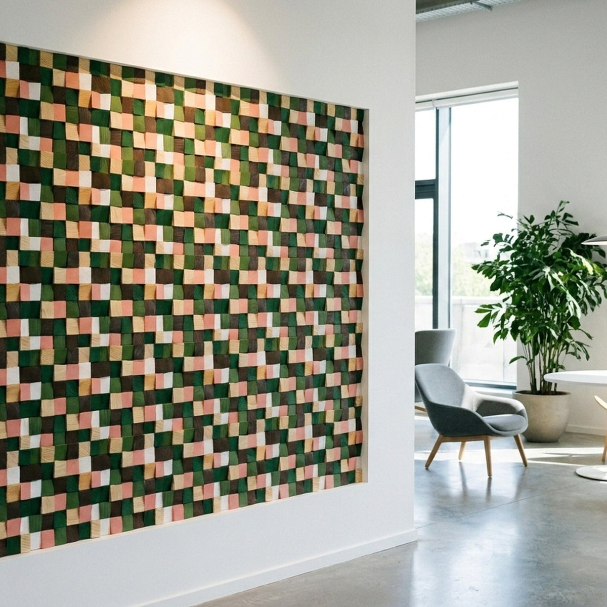 Holz Wandverkleidung Rich Pine Mosaik-Look 3D | 30×30 cm