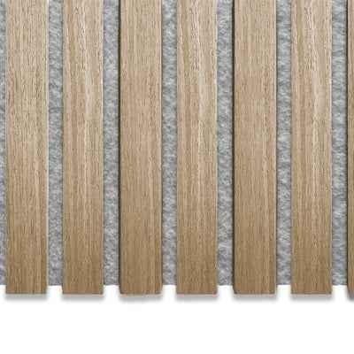 Akustikpaneele Natürliche Eiche mit Filz Grau | 240 cm x 60 cm | Dreiseitig Echtholzfurnier