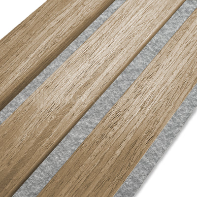 Akustikpaneele Natürliche Eiche mit Filz Grau | 240 cm x 60 cm | Dreiseitig Echtholzfurnier - detail view 2