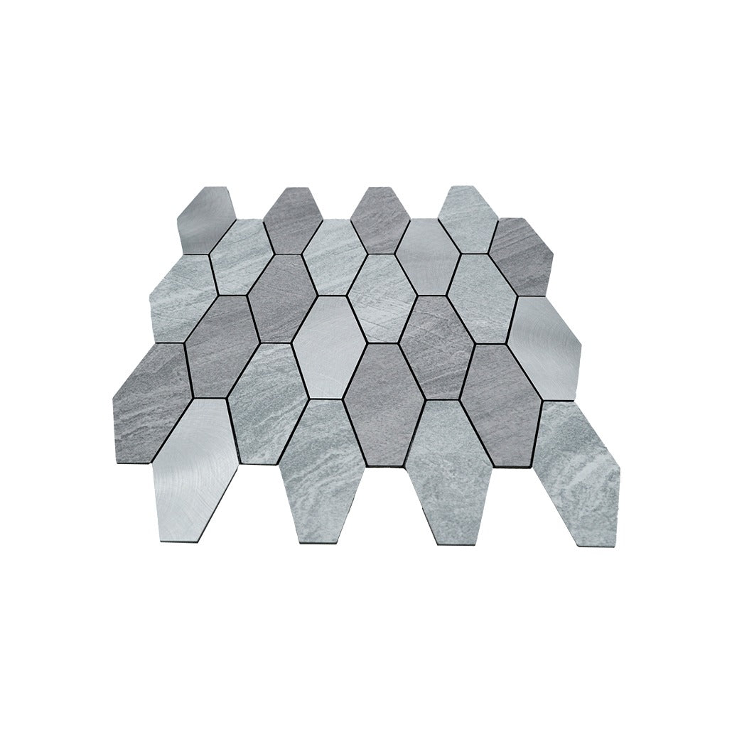 Selbstklebende Mosaikfliesen Metall | Picket Silber | 30×30 cm | Küche, Bad & WC