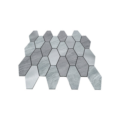Selbstklebende Mosaikfliesen Metall | Picket Silber | 30×30 cm | Küche, Bad & WC