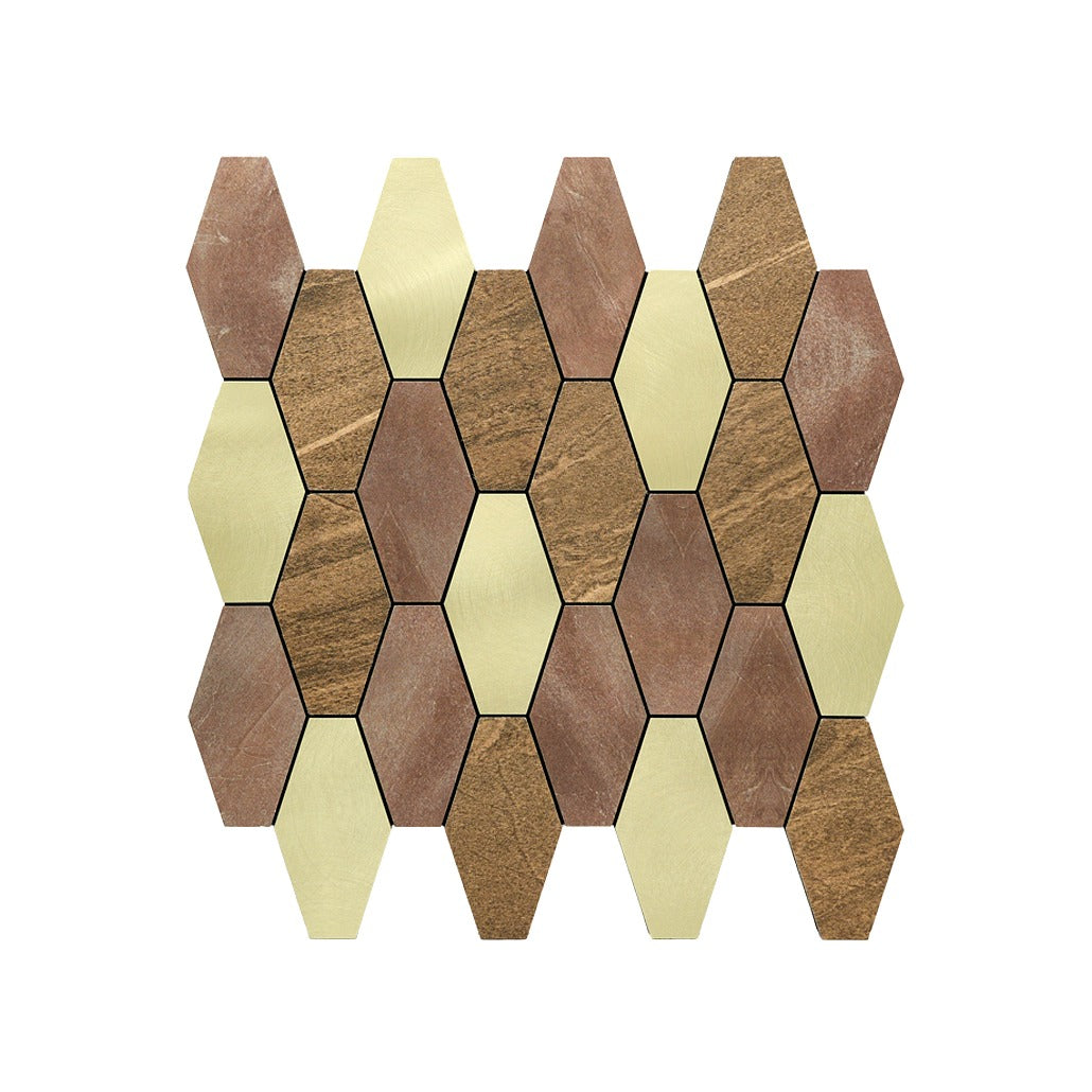 Selbstklebende Mosaikfliesen Metall | Picket Braun | 30×30 cm | Küche, Bad & WC