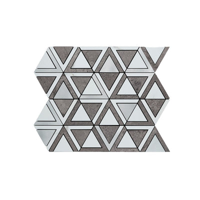 Selbstklebende Mosaikfliesen Metall | Dreieck Grau Weiß-Silber | 28,7×33,1 cm | Küche, Bad & WC