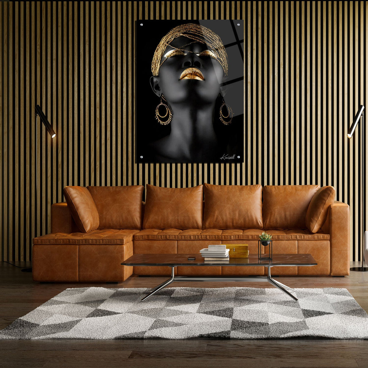 Leinwand | Plexiglas Malerei Gold Lip Girl 1
