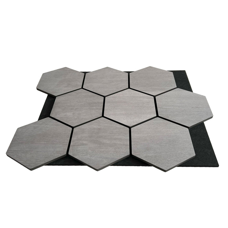 Hexagonpaneel Graue Walnuss 81CM | Akustik | Wanddekoration | Sechseck-Form