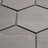 Hexagonpaneel Graue Walnuss mit grauem Filz 81CM | Akustik | Wanddekoration | Sechseck-Form