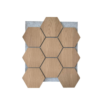 Hexagonpaneel Natur Eiche mit grauem Filz 81CM | Akustik | Wanddekoration | Sechseck-Form