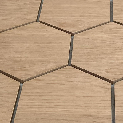 Hexagonpaneel Natur Eiche mit grauem Filz 81CM | Akustik | Wanddekoration | Sechseck-Form