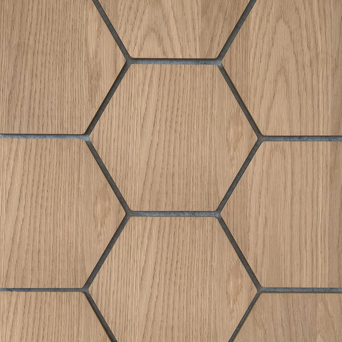 Hexagonpaneel Natur Eiche mit grauem Filz 81CM | Akustik | Wanddekoration | Sechseck-Form