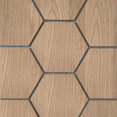 Hexagonpaneel Natur Eiche mit grauem Filz 81CM | Akustik | Wanddekoration | Sechseck-Form