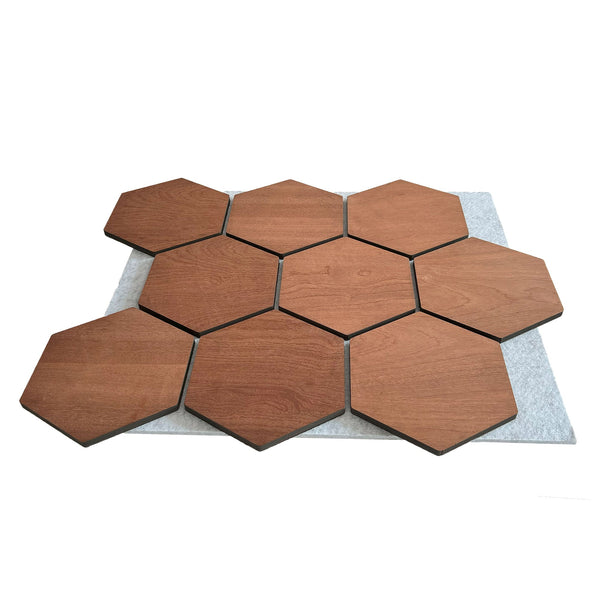 Hexagonpaneel Geräucherte Eiche mit grauem Filz 81CM | Akustik | Wanddekoration | Sechseck-Form