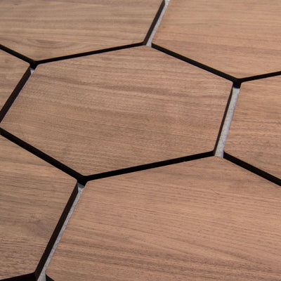 Hexagonpaneel Walnuss mit grauem Filz 81CM | Akustik | Wanddekoration | Sechseck-Form