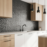 Selbstklebende Mosaikfliesen Metall | Riemchen 3D Anthrazit | 30×29,8 cm | Küche, Bad & WC