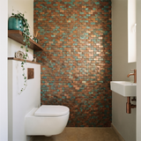 Selbstklebende Mosaikfliesen Metall | Riemchen 3D Patina Kupfer | 30×29,8 cm | Küche, Bad & WC