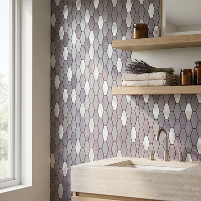 Selbstklebende Mosaikfliesen Metall | Picket Lila | 30×30 cm | Küche, Bad & WC