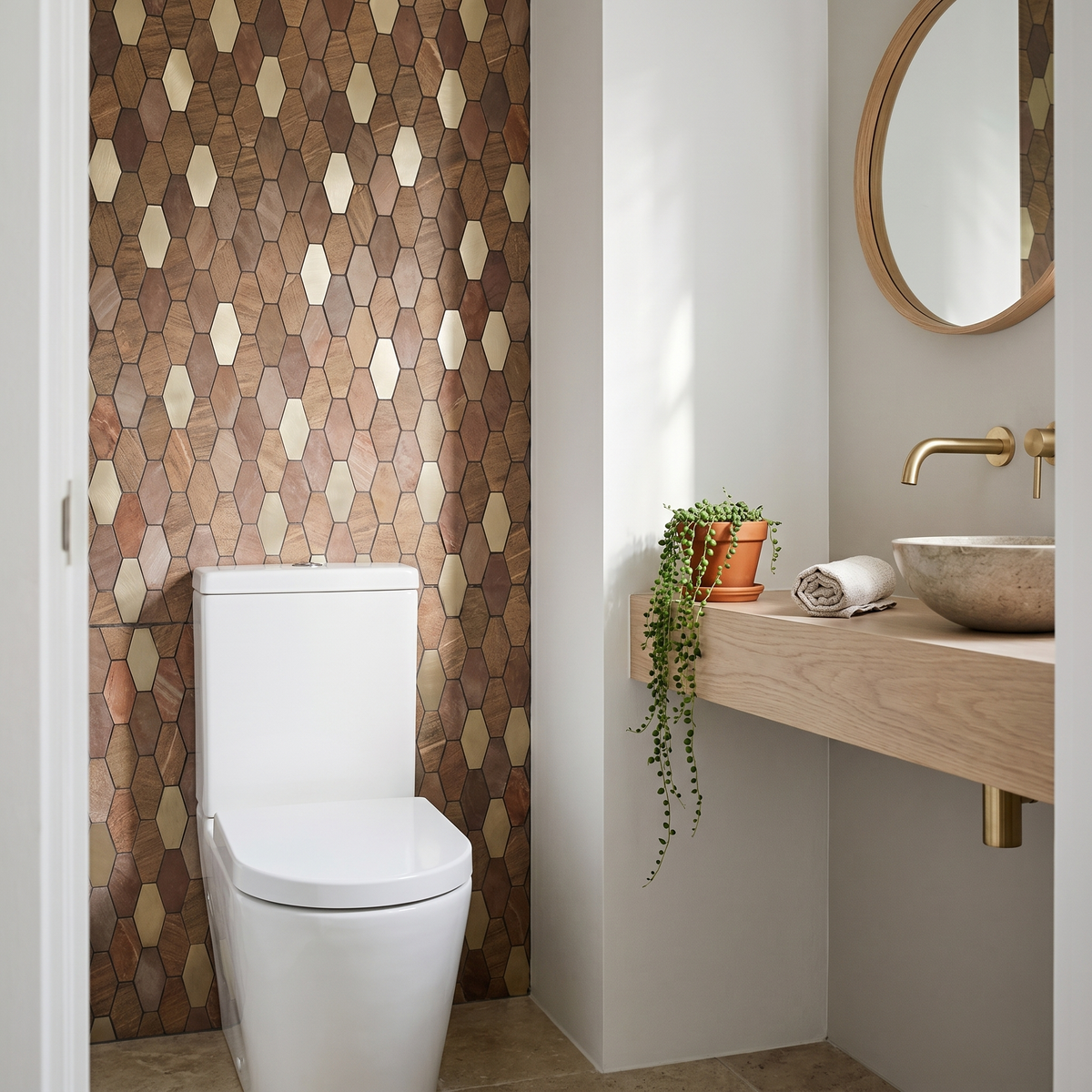 Selbstklebende Mosaikfliesen Metall | Picket Braun | 30×30 cm | Küche, Bad & WC