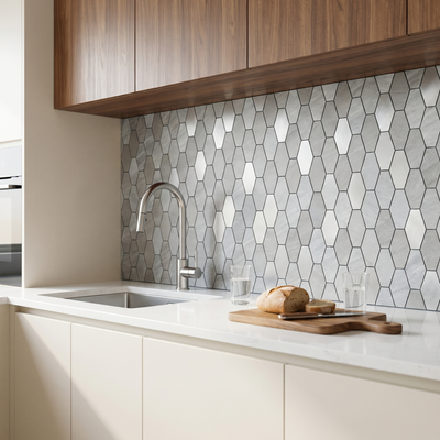 Selbstklebende Mosaikfliesen Metall | Picket Silber | 30×30 cm | Küche, Bad & WC