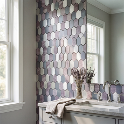 Selbstklebende Mosaikfliesen Metall | Picket Mauve | 30×30 cm | Küche, Bad & WC