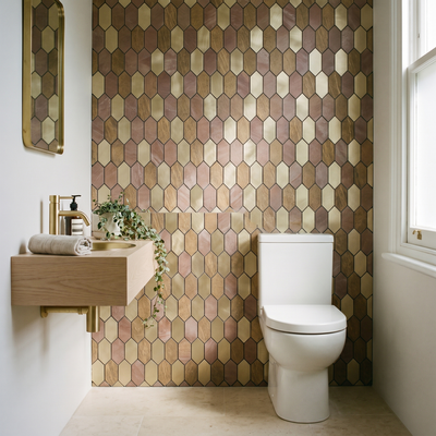 Selbstklebende Mosaikfliesen Metall | Picket Champagner | 30×30 cm | Küche, Bad & WC