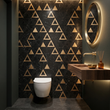 Selbstklebende Mosaikfliesen Metall | Dreieck Schwarz Gold | 28,7×33,1 cm | Küche, Bad & WC