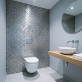 Selbstklebende Mosaikfliesen Metall | Fächer Silber | 26,8×28,1 cm | Küche, Bad & WC