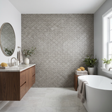 Selbstklebende Mosaikfliesen Metall | Fächer Grau | 26,8×28,1 cm | Küche, Bad & WC