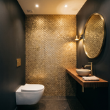 Selbstklebende Mosaikfliesen Metall | Fischschuppe 3D Gold | 28,8×29,8 cm | Küche, Bad & WC