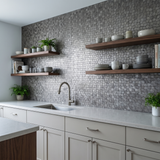 Selbstklebende Mosaikfliesen Metall | Pentagon 3D Grau | 28,2×28,2 cm | Küche, Bad & WC