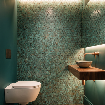 Selbstklebende Mosaikfliesen Metall | Pentagon 3D Patina Kupfer | 28,2×28,2 cm | Küche, Bad & WC