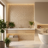 Selbstklebende Mosaikfliesen Metall | Pentagon 3D Champagner | 28,2×28,2 cm | Küche, Bad & WC