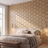 Hexagonpaneel Natur Eiche im Schlafzimmer