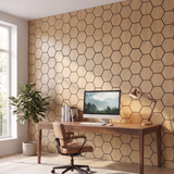 Hexagonpaneel Natur Eiche im Homeoffice