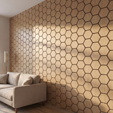 Hexagonpaneel Natur Eiche Seitenansicht 3D-Tiefe