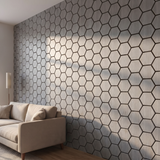 Hexagonpaneel Graue Walnuss Seitenansicht 3D-Tiefe