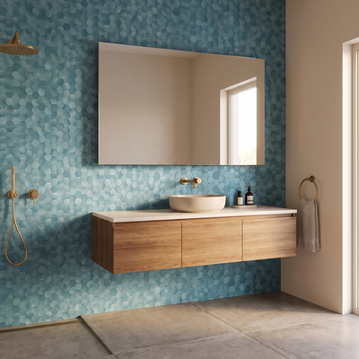 Hexagon Mosaik Blau Badezimmer