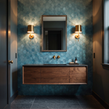 Hexagon Mosaik Blau Gäste-WC