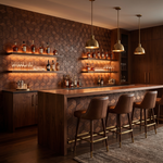 Lobelia Rust Copper dekoratives Holz-Wandpaneel als Bar-Rückwand