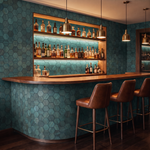 Snowdrop Cadet Blue dekoratives Holz-Wandpaneel als Bar-Rückwand